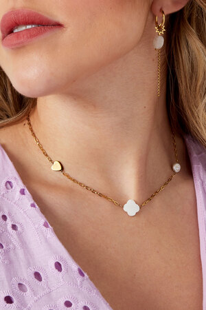 Necklace heart clover shell - gold h5 Picture3